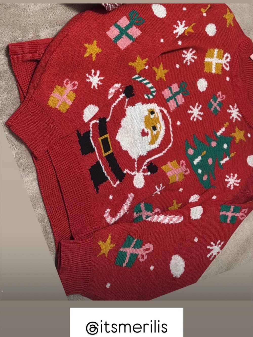 H&M Red Holiday Santa Crewneck Sweater